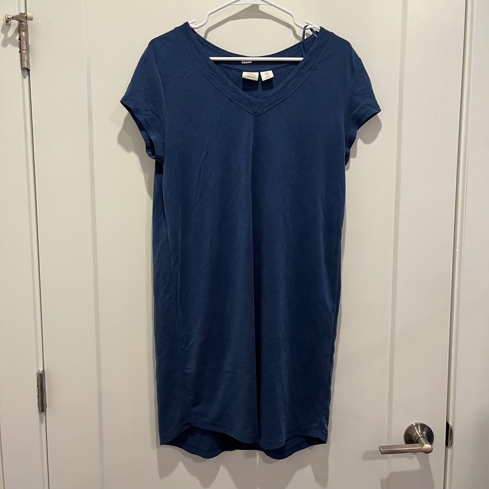 C&C California Womens Navy Blue V-Neck Short Sleeve T-Shirt Shift Dress Medium